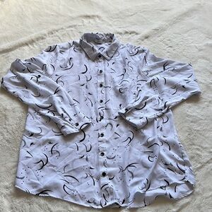 Reitmans White And Black Long Sleeve Button up Small